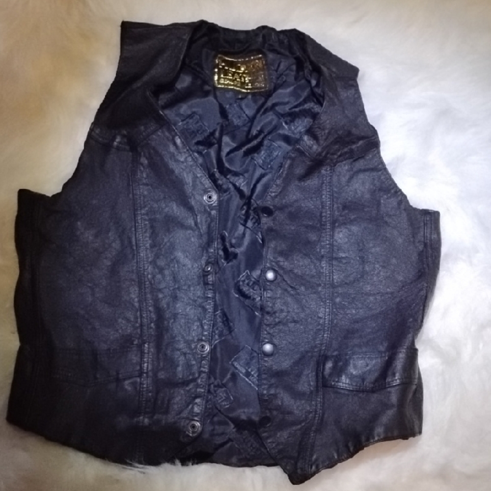 Hudson Leather Black Button-Up Vest
